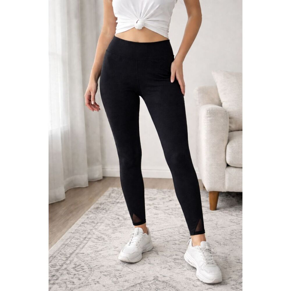 EVCR Women’s Black Yoga Athletic Pants w/ Mesh Detail – Size M